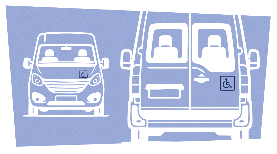 L'autocollant pictogramme handicap convient aussi bien pour les minibus TPMR que les voitures aménagées handicap
